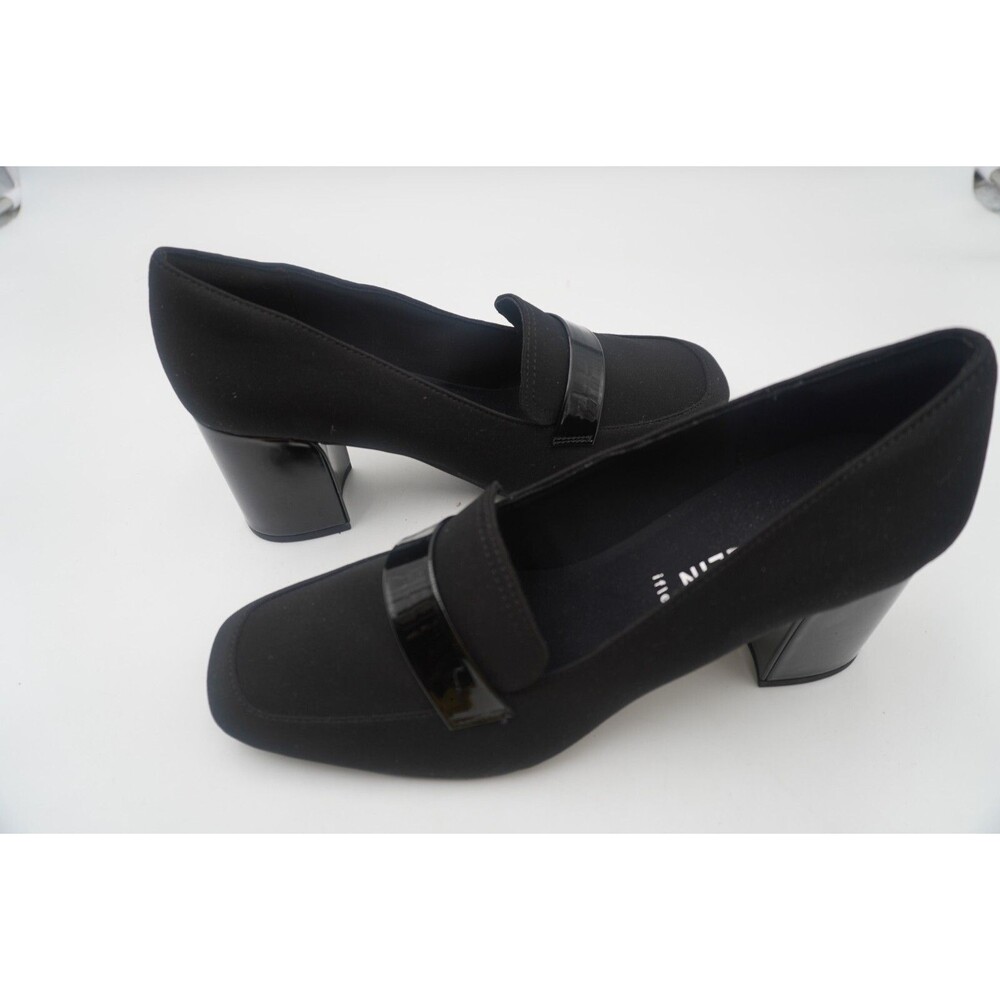 Ann Klein IFlex Black Textile Stretch Telepathy Block Comfort Heel Pump Sz 9.5M